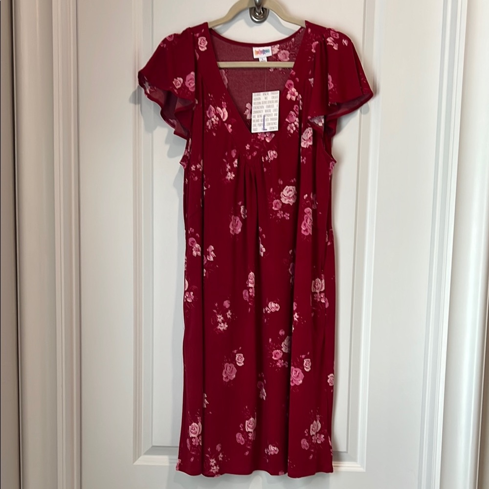LuLaRoe Red Floral Dress